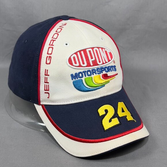 Jeff Gordon 24 NASCAR Strapback Hat Blue Winner Rainbow Dupont Racing Dad Mens - Picture 1 of 12